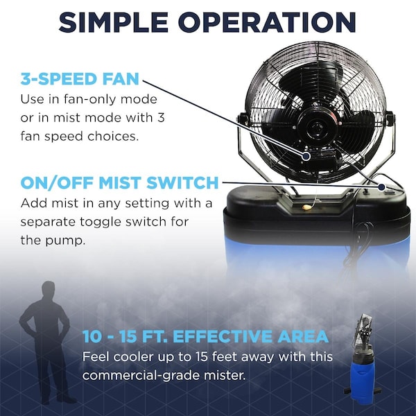 Maxx Air 14 In. 3-Speed Misting Fan with 40 Gallon Tank - CDMP1420BLU