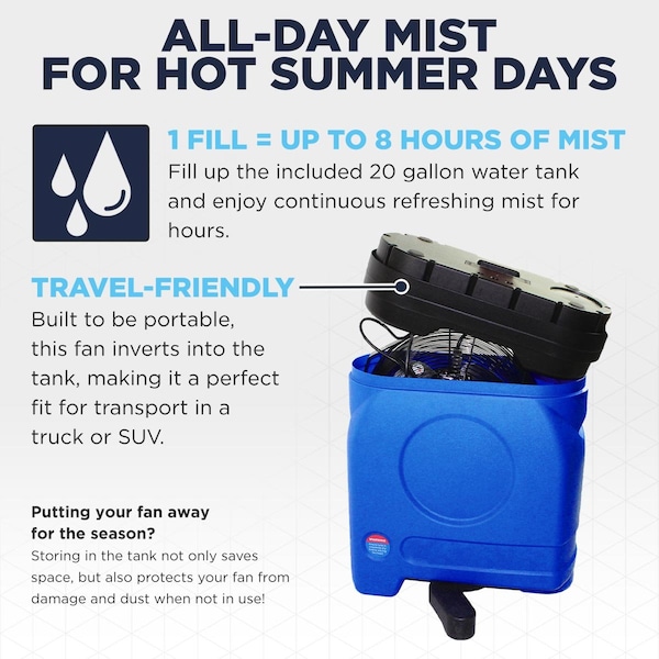 Maxx Air 14 In. 3-Speed Misting Fan with 40 Gallon Tank - CDMP1420BLU
