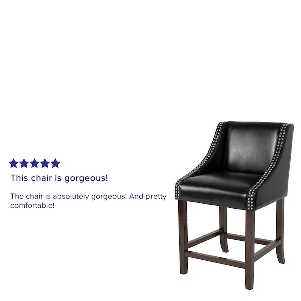 Flash Furniture Black Leather/Wood Stool, 24" - 2-CH-182020-24-BK-GG