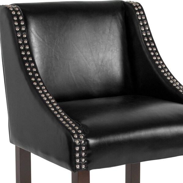 Flash Furniture Black Leather/Wood Stool, 24" - 2-CH-182020-24-BK-GG