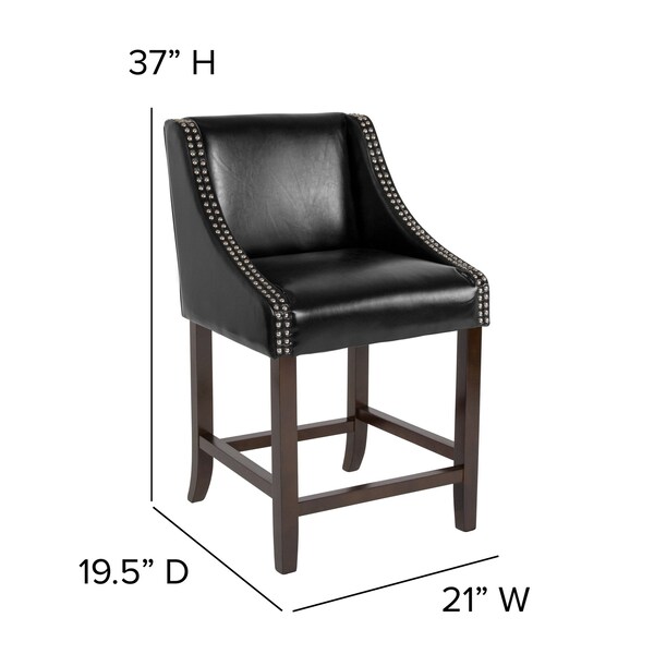 Flash Furniture Black Leather/Wood Stool, 24" - 2-CH-182020-24-BK-GG
