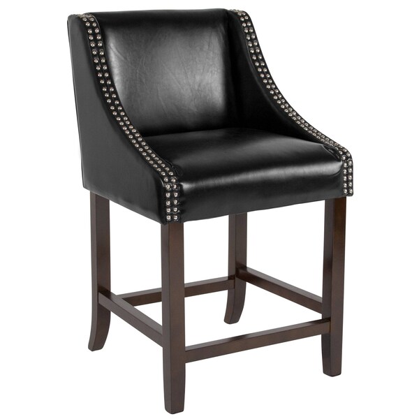 Flash Furniture Black Leather/Wood Stool, 24" - 2-CH-182020-24-BK-GG