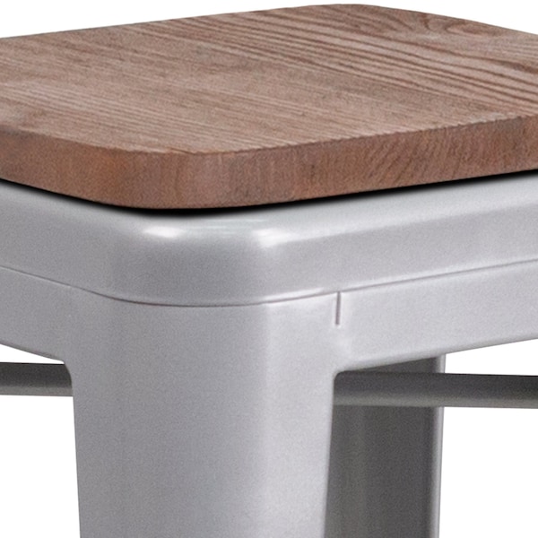 Flash Furniture Silver Metal Counter Stool, 24" - 4-CH-31320-24-SIL-WD-GG