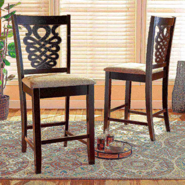 Baxton Studio Gervais Modern Sand Fabric and Dark Brown Finished Wood 2-PC Counter Stool Set - 180-11418-ZORO