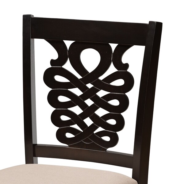 Baxton Studio Gervais Modern Sand Fabric and Dark Brown Finished Wood 2-PC Counter Stool Set - 180-11418-ZORO