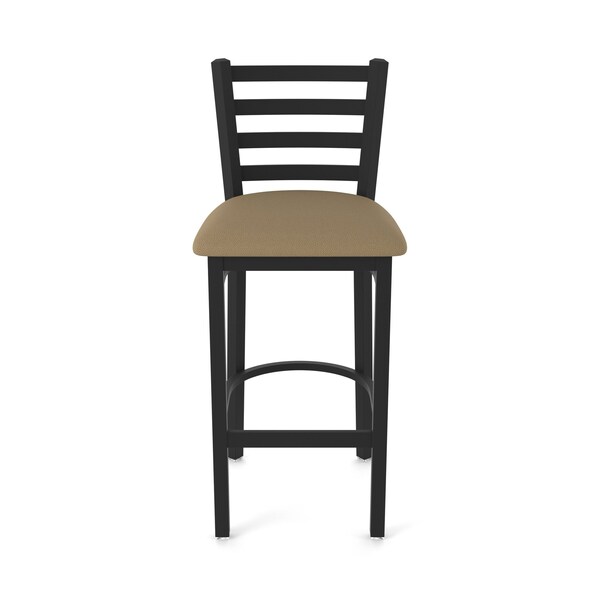 Holland Bar Stool Co 25" Stationary Counter Stool, Black Wrinkle, Rein Thatch Seat - 40025BW026