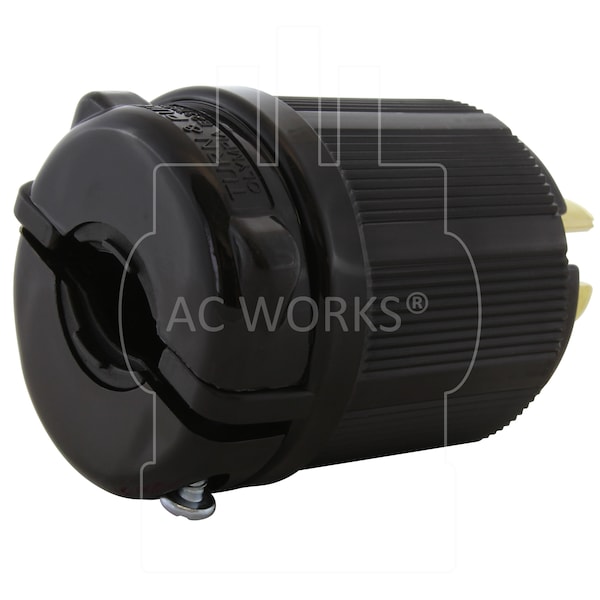 Ac Works NEMA L15-20P 3-Phase 20A 250V 4-Prong Locking Male Plug With UL, C-UL Approval in Black - ASL1520P-BK