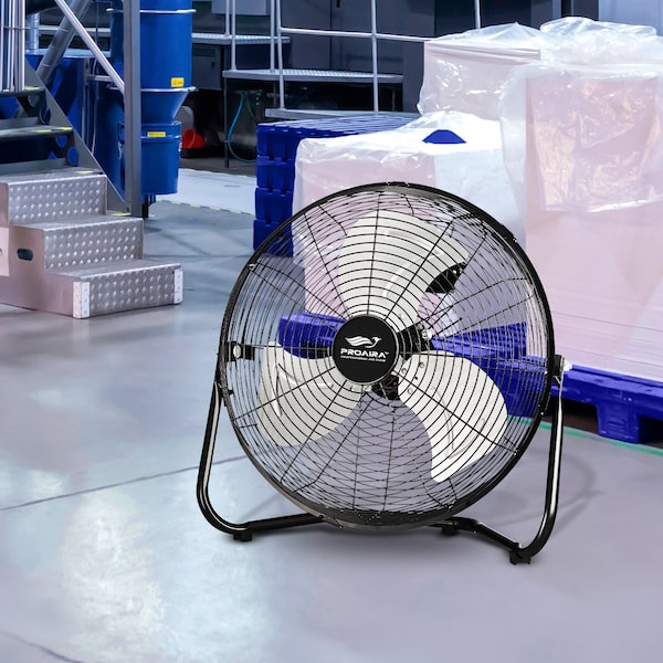 Proaira 20-inch High Velocity Cradle Floor Fan, 3 Speed Control, Black - CFHV20B