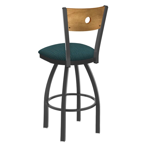 Holland Bar Stool Co 25" Swivel Counter Stool, Pewter Finish, Med Back, Graph Tidal Seat - 83025PWMEDMPLB022