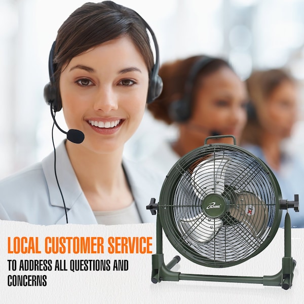 Iliving 12 in. Rechargeable Battery-Operated Camping Floor Fan, Portable Outdoor Fan with Lithium Battery - ILG8RX12
