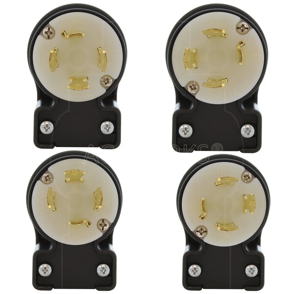 Ac Works NEMA L17-30P 3-Phase 30A 600V Elbow 4-Prong Locking Male Plug with UL, C-UL Approval - ASEL1730P