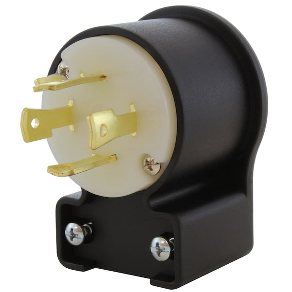 Ac Works NEMA L17-30P 3-Phase 30A 600V Elbow 4-Prong Locking Male Plug with UL, C-UL Approval - ASEL1730P