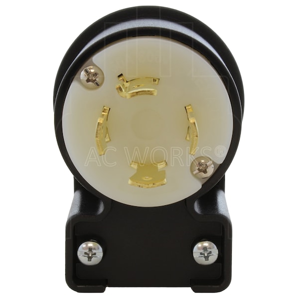 Ac Works NEMA L17-30P 3-Phase 30A 600V Elbow 4-Prong Locking Male Plug with UL, C-UL Approval - ASEL1730P