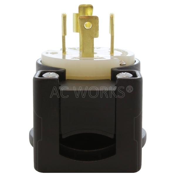 Ac Works NEMA L17-30P 3-Phase 30A 600V Elbow 4-Prong Locking Male Plug with UL, C-UL Approval - ASEL1730P