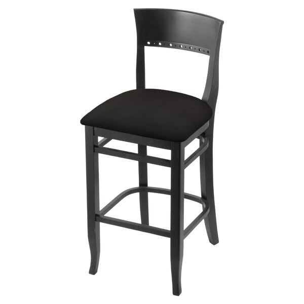 Holland Bar Stool Co 25" Counter Stool, Black Finish, Canter Espresso Seat - 316025BLK003