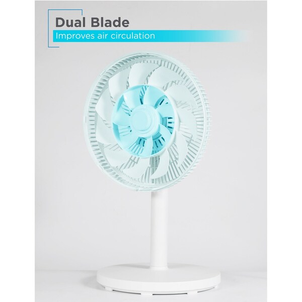 Black & Decker 12-Inch Dual Blade Table Fan with RemoteTabletop Fan with Adjustable Tilt, White - BFDTD12VW