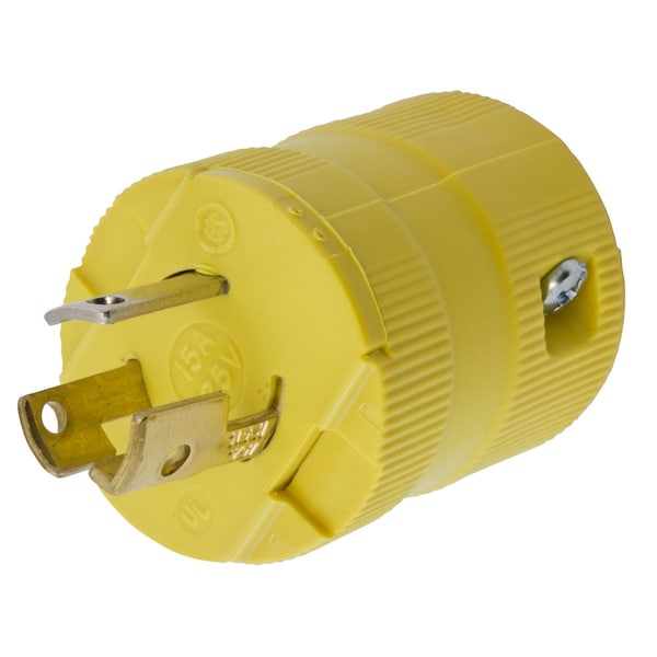 Hubbell Wiring Device-Kellems Locking Devices, Twist-Lock®, Valise, Male Plug, 15A 277V AC, 2-Pole 3-Wire Grounding, L7-15P, Screw Terminal, Yellow - HBL4773VY