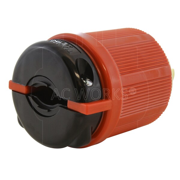 Ac Works NEMA L16-20P 3-Phase 20A 480V 4-Prong Locking Male Plug with UL, C-UL Approval in Orange - ASL1620P
