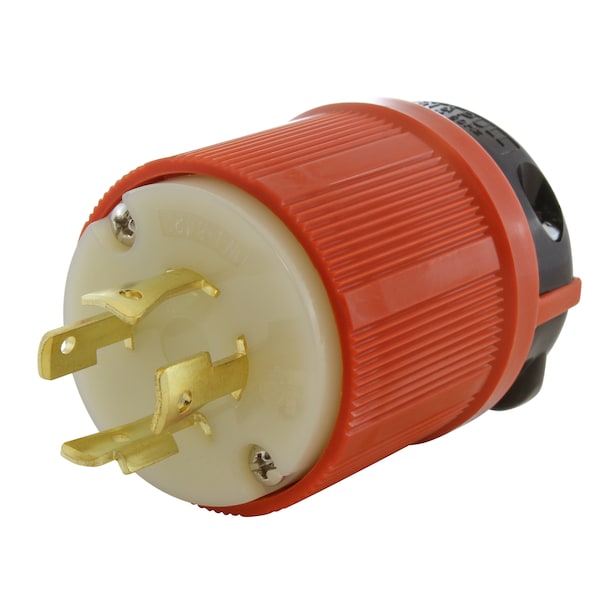 Ac Works NEMA L16-20P 3-Phase 20A 480V 4-Prong Locking Male Plug with UL, C-UL Approval in Orange - ASL1620P