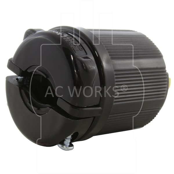 Ac Works NEMA L15-30P 3-Phase 30A 250V 4-Prong Locking Male Plug with UL, C-UL Approval in Black - ASL1530P-BK