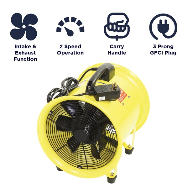 Maxx Air Cylinder Fan, Air Circulator, Axial Fan, Blower Exhaust Fan 12" Non-Oscillating, 120 V, 2,000 CFM - HVHF 12FAN UPS
