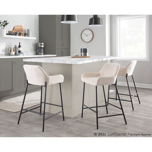 Lumisource Daniella Fixed-Height Counter Stool - Set of 2 PR - B24-DNLA2 BKCR2