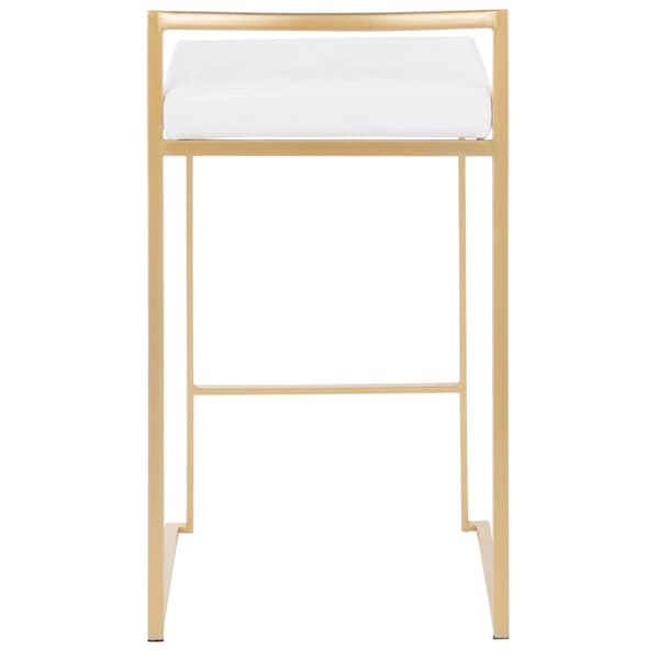 Lumisource Fuji Stackable Counter Stool in Gold with White Velvet Cushion, PK 2 - B26-FUJI AU+VW2