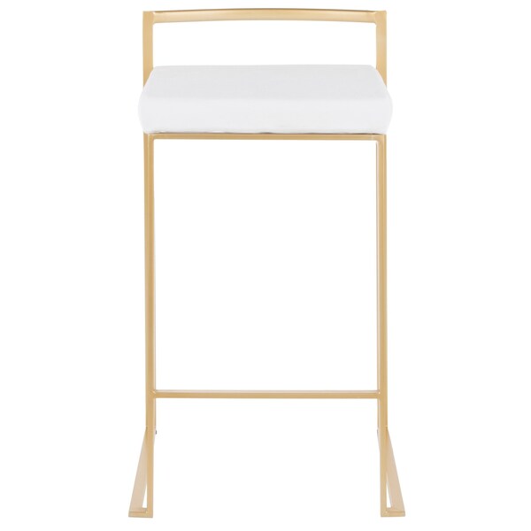 Lumisource Fuji Stackable Counter Stool in Gold with White Velvet Cushion, PK 2 - B26-FUJI AU+VW2