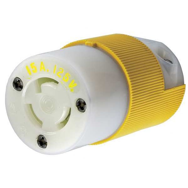 Hubbell 15A Locking Plug 2P 3W 125VAC L5-15P YL - HBL47CM29C