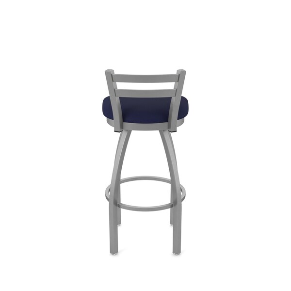 Holland Bar Stool Co OD411 Jackie Low Back Stainless Steel 25 Swivel Outdoor Counter Stool with Breeze Sapphire Seat - OD41125SSOD001