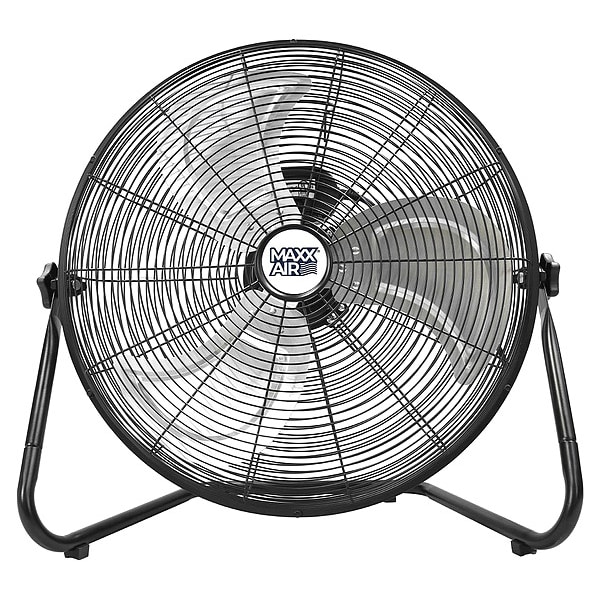 Maxx Air Floor Fan W/ 20 in Blade Dia, 1500/2050/2250 cfm, 3 Speeds, 120V AC, 1/5 hp, 4.5 ft Cord - HVFF 20UPS