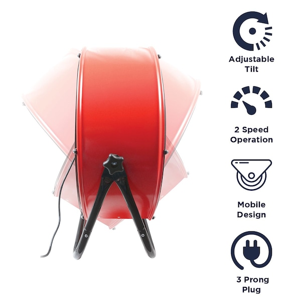 Maxx Air Standard-Duty Industrial Fan W/ 24 in Blade Dia, 2800/4000 cfm, 120V AC, 1/4 HP, 7.5 ft Cord - BF24TFREDUPS
