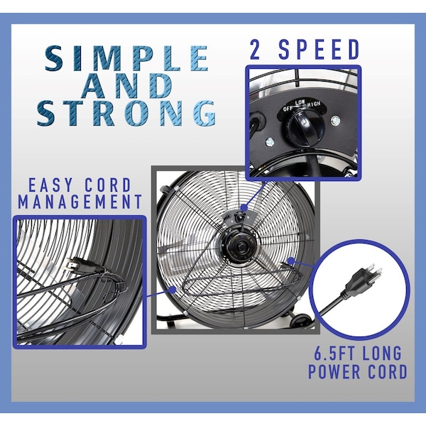 Iliving High Velocity Industrial Drum Fan, 24 in Blade Dia, 120V, 7,700 cfm - ILG8MF24-77