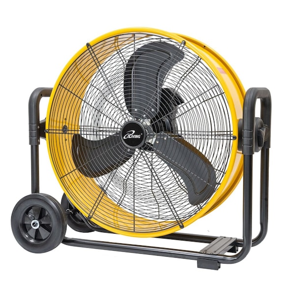 Iliving Heavy Duty High Velocity Barrel Floor Drum Fan, 24 in Blade Dia, 120V, 7,341 cfm - ILG8M24-60DC