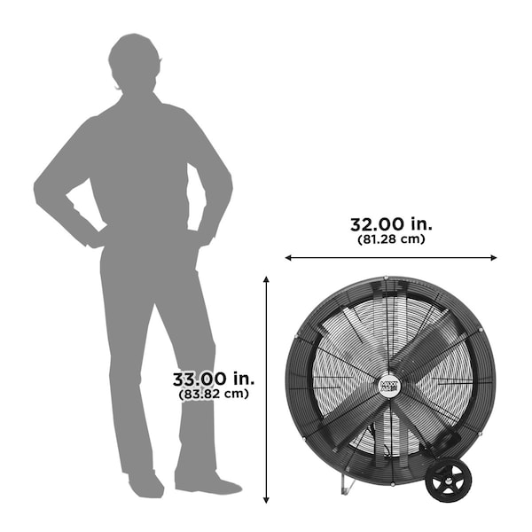 Maxx Air Barrel Air Circulator Fan, Mobile Mount, 30 in Blade Dia, 120V, 3,850/5,500 cfm, Non-Oscillating - BF30DD REDUPS