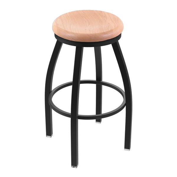 Holland Bar Stool Co 25" Swivel Counter Stool, Black Wrinkle, Nat Oak Seat - 80225BWNATOAK