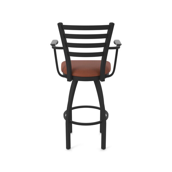 Holland Bar Stool Co Jackie with Arms 25 in. Swivel Counter Stool with Black Wrinkle Finish and Rein Adobe Seat - 415