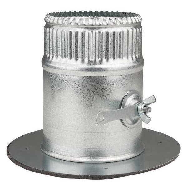 Greenseam Collar W/Damper, 4 in Duct Dia, Galvanized Steel, 26 GA, 6 in W x - GR6POCR4GA26D