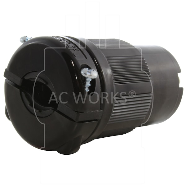 Ac Works NEMA L5-30R 30A 125V 3-Prong Locking Female Connector with UL, C-UL Approval in Black - ASL530R-BK