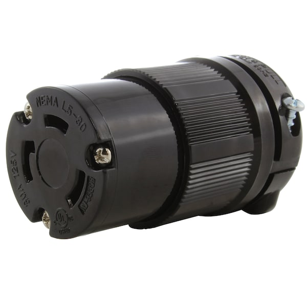 Ac Works NEMA L5-30R 30A 125V 3-Prong Locking Female Connector with UL, C-UL Approval in Black - ASL530R-BK