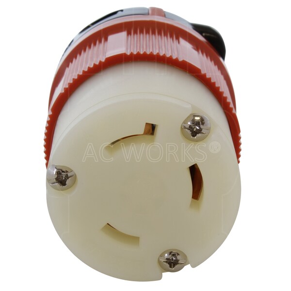 Ac Works NEMA L7-30R 30A 277V 3-Prong Locking Female Connector with UL, C-UL Approval in Orange - ASL730R