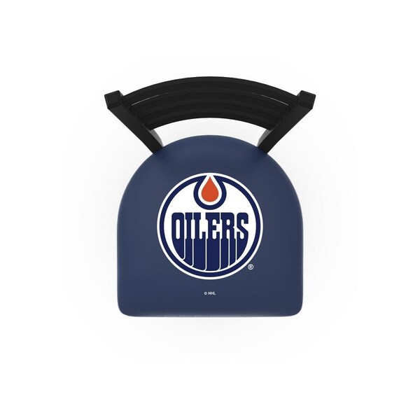 Holland Bar Stool Co 25" Blk Wrinkle Edmonton Oilers Stationary Counter Stool, Ladder Back - L00425EDMOIL
