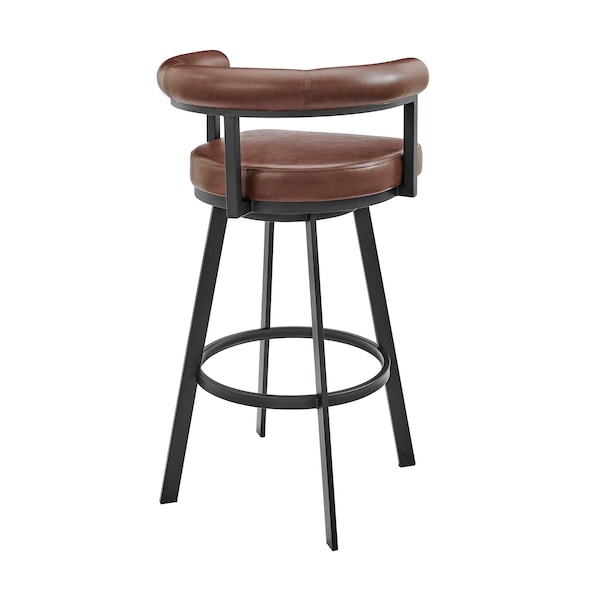 Armen Living Magnolia 26in Swivel Counter Stool in Black Metal with Brown Faux Leather - LCMGBABLKVCO26