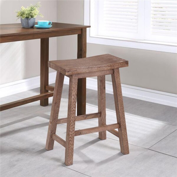 Benjara Wooden Frame Saddle Seat Counter Height Stool with Angled Legs - Gray - 24.25 x 17.75 x 10 in. - BM61441