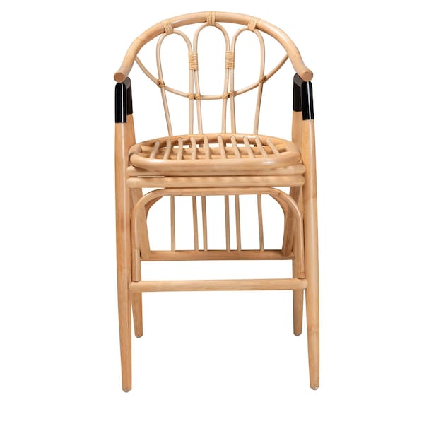Bali & Pari Cyntia Modern Bohemian Natural Brown Rattan Counter Stool - 235-13349-ZORO
