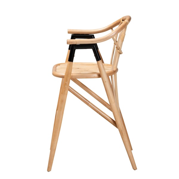 Bali & Pari Cyntia Modern Bohemian Natural Brown Rattan Counter Stool - 235-13349-ZORO