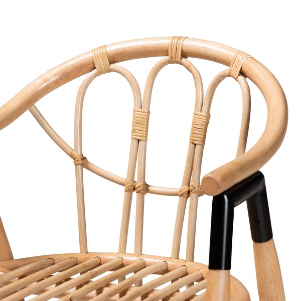 Bali & Pari Cyntia Modern Bohemian Natural Brown Rattan Counter Stool - 235-13349-ZORO