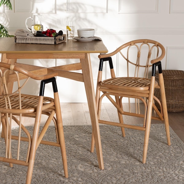 Bali & Pari Cyntia Modern Bohemian Natural Brown Rattan Counter Stool - 235-13349-ZORO