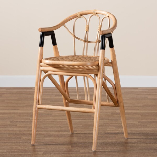 Bali & Pari Cyntia Modern Bohemian Natural Brown Rattan Counter Stool - 235-13349-ZORO
