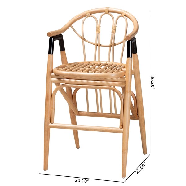 Bali & Pari Cyntia Modern Bohemian Natural Brown Rattan Counter Stool - 235-13349-ZORO
